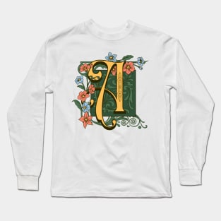 Floral Design, Calligraphy Of Letter  A Long Sleeve T-Shirt